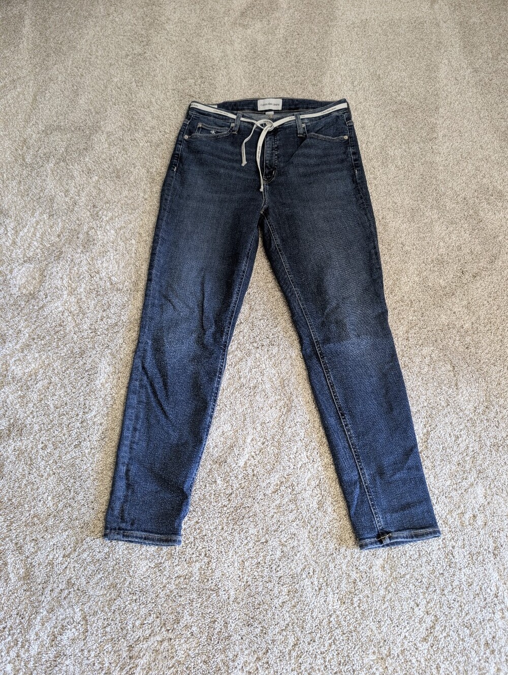 Women's Calvin Klein Dark Blue Stretch Ankle Jeans Size 32